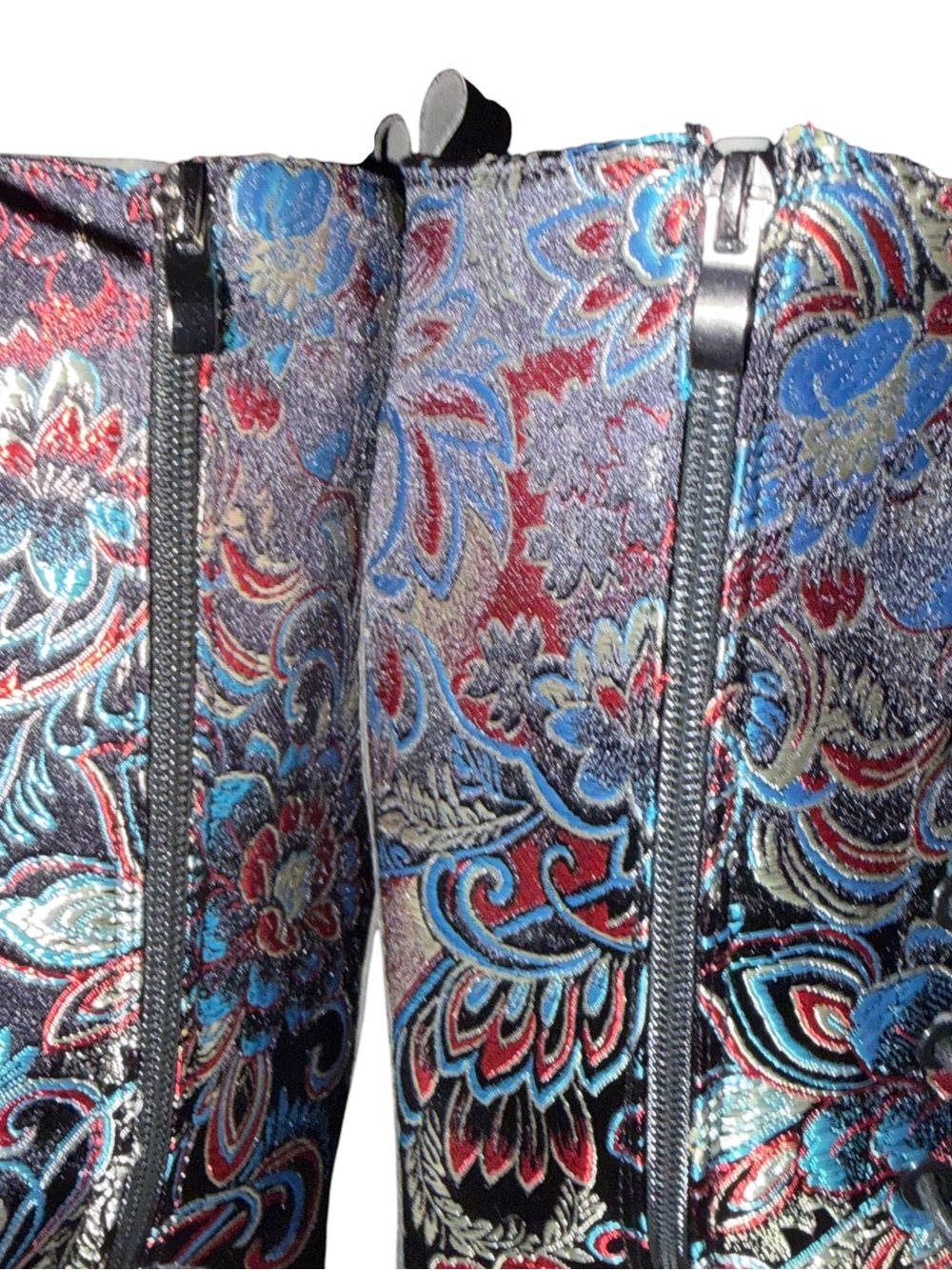 Embroidered Boots ~ Lace-Up ~ Knee Length ~ Zipper on Inside of Leg ~ Floral - Picture 9 of 12